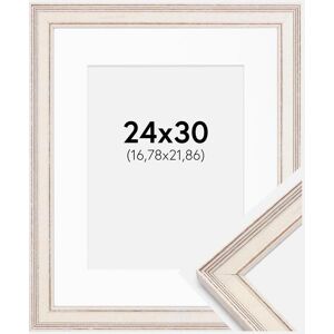 Ram med passepartou Ramme Shabby Chic Hvid 24x30 Cm - Passepartout Hvid 7x9 Inches