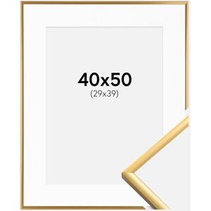 Ram med passepartou Ramme New Lifestyle Shiny Gold 40x50 Cm - Passepartout Hvid 30x40 Cm