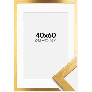 Ram med passepartou Ramme Gold Wood 40x60 Cm - Passepartout Hvid 32,9x48,3 Cm (A3+)