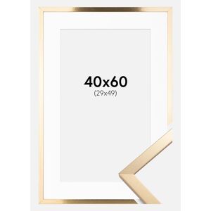 Ram med passepartou Ramme Trendy Guld 40x60 Cm - Passepartout Hvid 30x50 Cm