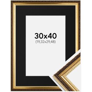 Ram med passepartou Ramme Abisko Guld 30x40 Cm - Passepartout Sort 8x12 Inches (20,32x30,48 Cm)