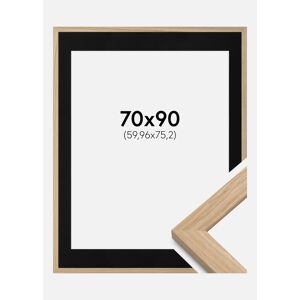 Ram med passepartou Ramme Oak Wood 70x90 Cm - Passepartout Sort 24x30 Inches