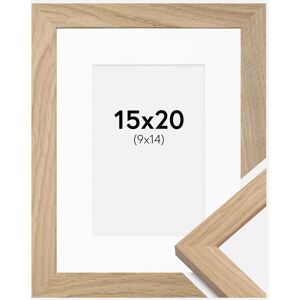 Ram med passepartou Ramme Oak Wood 15x20 Cm - Passepartout Hvid 10x15 Cm