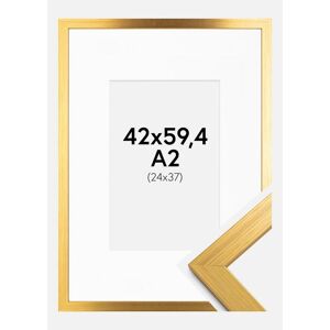 Ram med passepartou Ramme Gold Wood 42x59,4 Cm (A2) - Passepartout Hvid 25x38 Cm