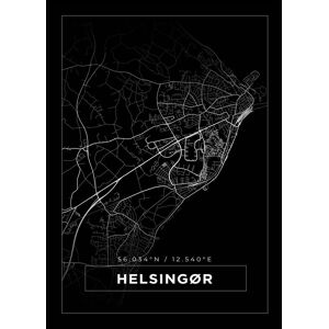Bildverkstad Kort - Helsingør - Sort Plakat (70x100 Cm)