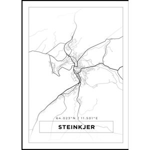 Bildverkstad Kort - Steinkjer - Hvid Plakat (21x29.7 Cm (A4))