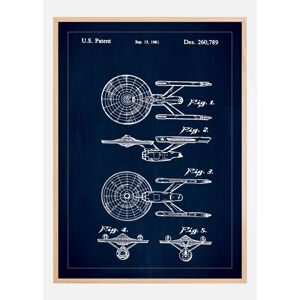 Bildverkstad Patenttegning - Star Trek - Uss Enterprise - Blå Plakat (21x29.7 Cm (A4))
