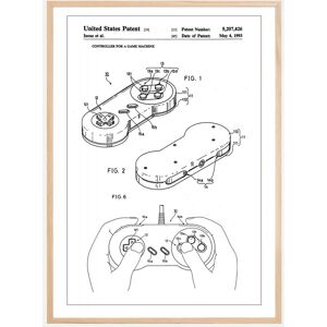 Bildverkstad Patent Print - Game Controller I - White Plakat (21x29.7 Cm (A4))