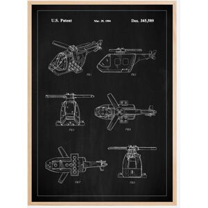 Bildverkstad Patent Print - Lego Helicopter - Black Plakat (21x29.7 Cm (A4))