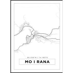 Bildverkstad Kort - Mo I Rana - Hvid Plakat (50x70 Cm)