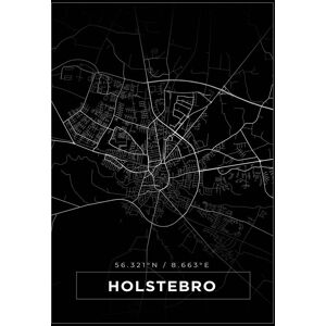 Bildverkstad Kort - Holstebro - Sort Plakat (50x70 Cm)