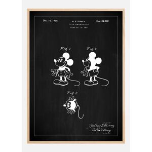 Bildverkstad Patenttegning - Disney - Mickey Mouse - Sort Plakat (50x70 Cm)