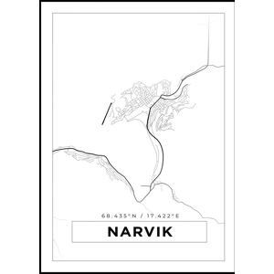 Bildverkstad Kort - Narvik - Hvid Plakat (21x29.7 Cm (A4))