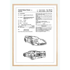Bildverkstad Patenttegning - Ferrari F40 I Plakat (70x100 Cm)