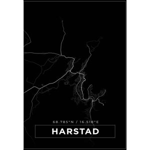 Bildverkstad Kort - Harstad - Sort Plakat (30x40 Cm)