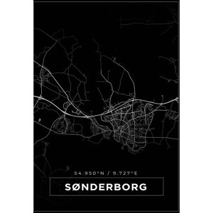 Bildverkstad Kort - Sønderborg - Sort Plakat (70x100 Cm)