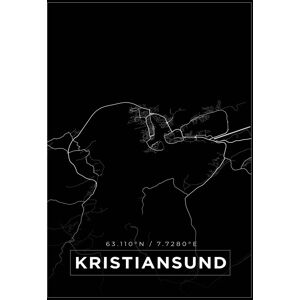 Bildverkstad Kort - Kristiansund - Sort Plakat (21x29.7 Cm (A4))