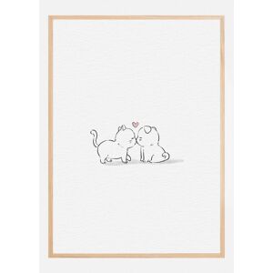 Bildverkstad Cat And Dog In Love Plakat (21x29.7 Cm (A4))