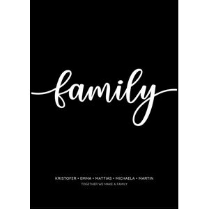 Personlig poster Family - Black (70x100 Cm)