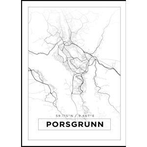 Bildverkstad Kort - Porsgrunn - Hvid Plakat (30x40 Cm)