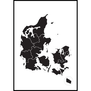 Bildverkstad Kort - Danmark - Sort Plakat (50x70 Cm)