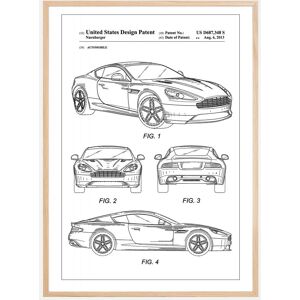 Bildverkstad Patent Print - Aston Martin - White Plakat (40x50 Cm)