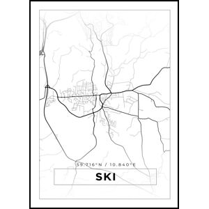 Bildverkstad Kort - Ski - Hvid Plakat (70x100 Cm)