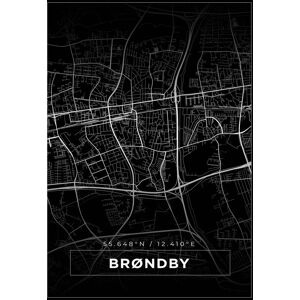 Bildverkstad Kort - Brøndby - Sort Plakat (30x40 Cm)