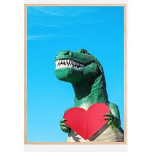 Bildverkstad Tyrannosaurus Rex With A Red Paper Heart Plakat (60x90 Cm)