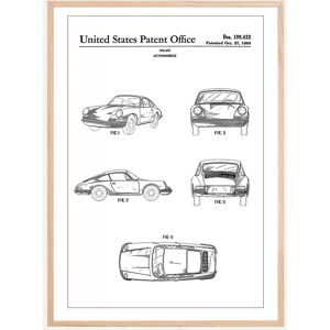 Bildverkstad Patent Print - Porsche 911 Carrera - White Plakat (21x29.7 Cm (A4))