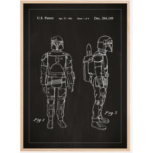 Bildverkstad Patenttegning - Star Wars - Boba Fett - Sort Plakat (30x40 Cm)