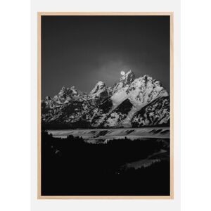 Bildverkstad Full Moon Sets In The Teton Mountain Range Plakat (21x29.7 Cm (A4))