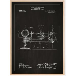 Bildverkstad Patenttegning - Planetarium - Sort Plakat (30x40 Cm)