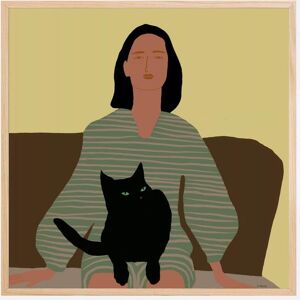 Bildverkstad Lady Sitting With Black Cat Plakat (1)