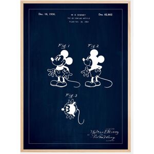 Bildverkstad Patenttegning - Disney - Mickey Mouse - Blå Plakat (70x100 Cm)