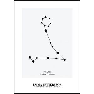 Personlig poster Pisces - Stjernetegn (50x70 Cm)