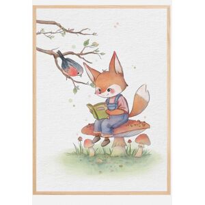 Bildverkstad Fox And Bird Illustration Plakat (30x40 Cm)