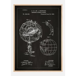 Bildverkstad Patenttegning - Astronomisk Model - Sort Plakat (50x70 Cm)