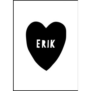 Personlig poster Heart Name - Black (50x70 Cm)