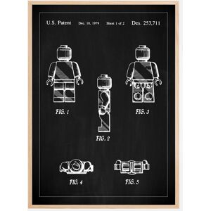 Bildverkstad Patenttegning - Lego I - Sort Plakat (50x70 Cm)