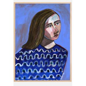 Bildverkstad Woman In Blue Sweater Naive Portrait Figurative Plakat (1)