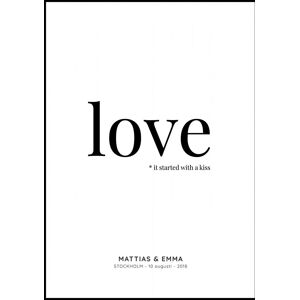 Personlig poster Love - White (21x29,7 Cm (A4))