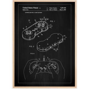 Bildverkstad Patent Print - Game Controller I - Black Plakat (40x50 Cm)