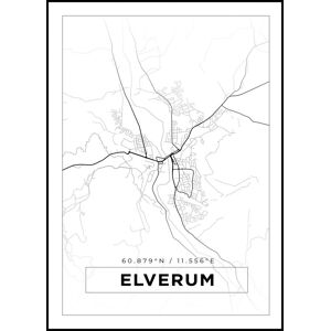 Bildverkstad Kort - Elverum - Hvid Plakat (21x29.7 Cm (A4))