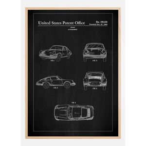 Bildverkstad Patent Print - Porsche 911 Carrera - Black Plakat (50x70 Cm)