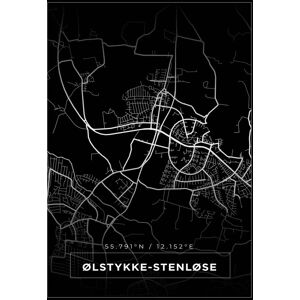 Bildverkstad Kort - Ølstykke-Stenløse - Sort Plakat (50x70 Cm)