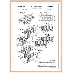 Bildverkstad Patent Print - Lego Block I - White Plakat (21x29.7 Cm (A4))