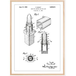 Bildverkstad Patenttegning - Læbestift - Hvid Plakat (50x70 Cm)