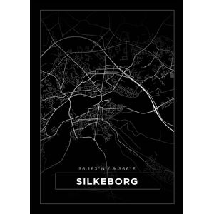 Bildverkstad Kort - Silkeborg - Sort Plakat (50x70 Cm)