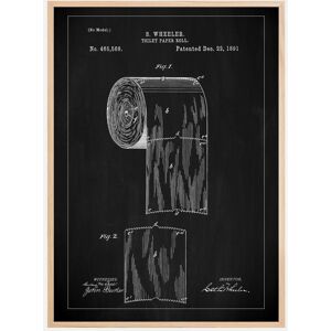 Bildverkstad Patent Print - Toilet Paper Roll - Black Plakat (50x70 Cm)